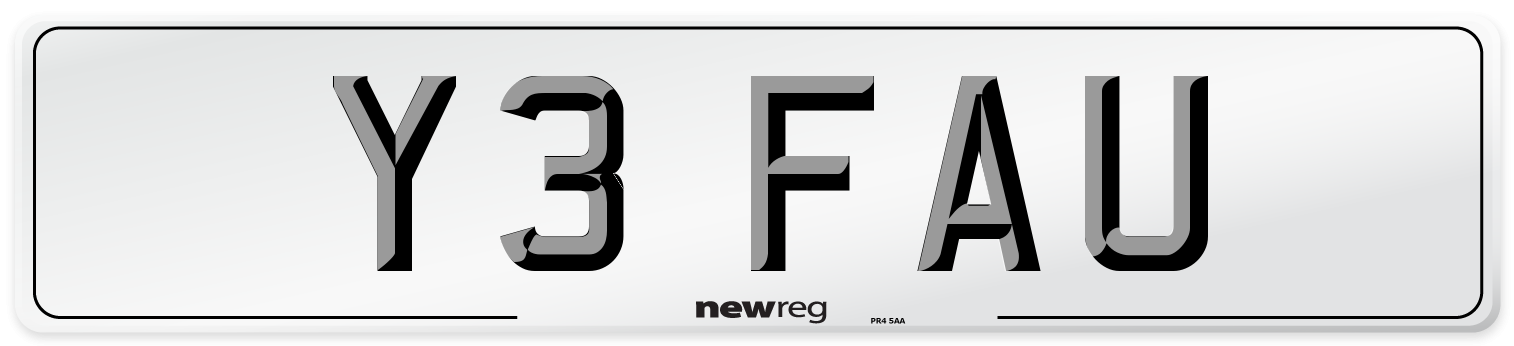 Y3 FAU Number Plate from New Reg